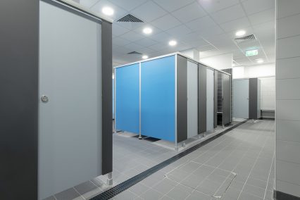 Spacious changing cubicles